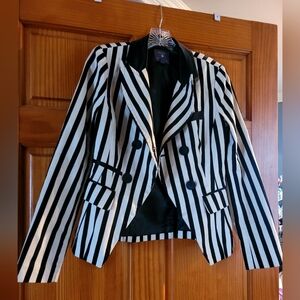 Black & White Striped Women's Blazer